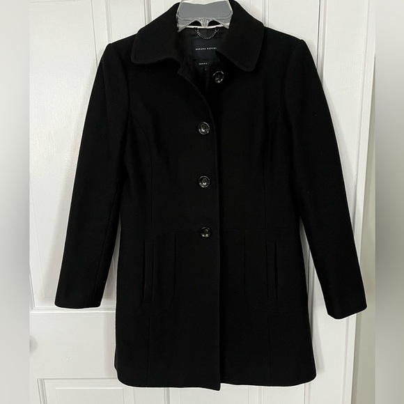 Banana Republic Italian Luxury Black Wool Blend Coat Size Small - Picture 1 of 14